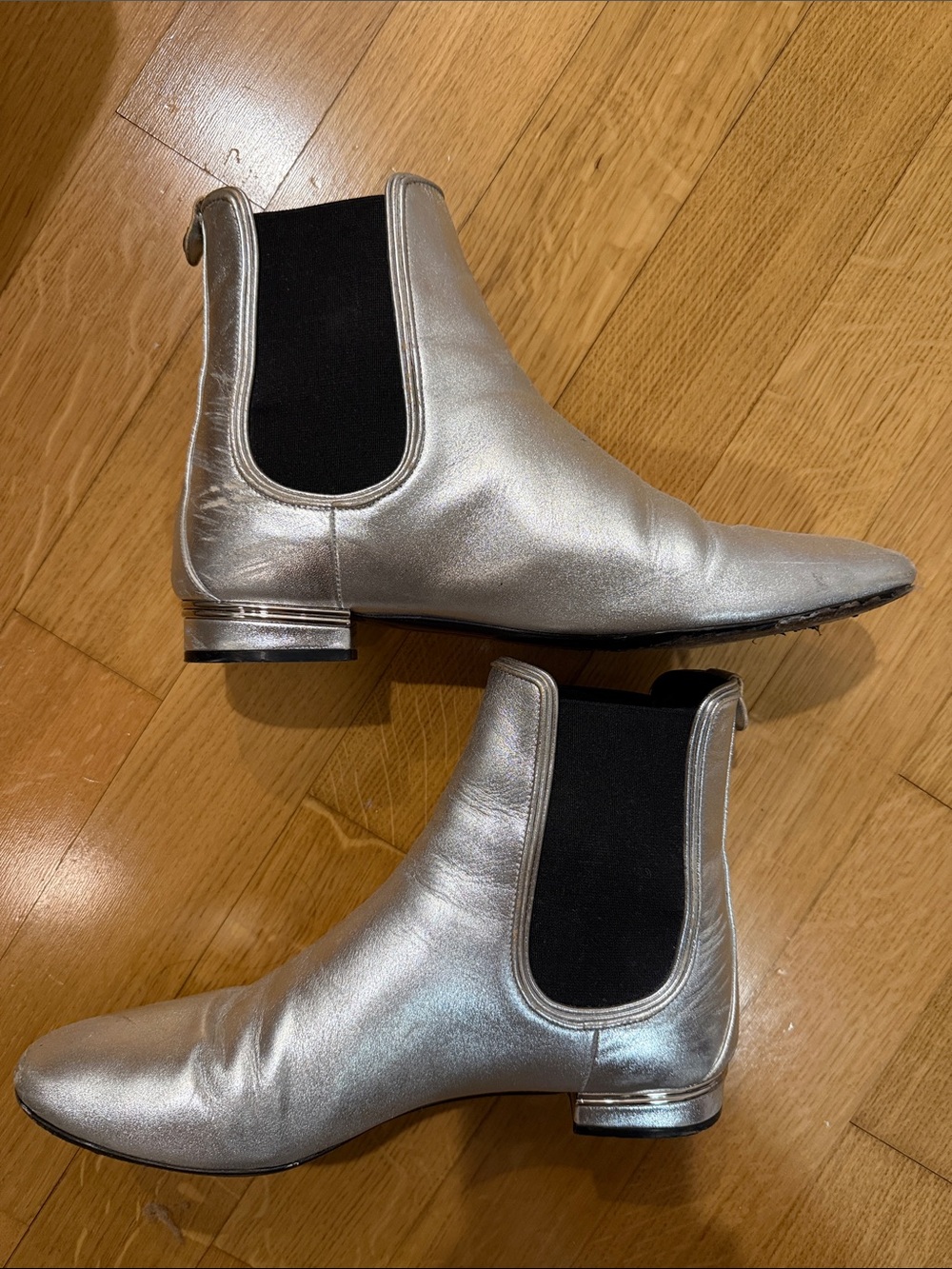 Salvatore Ferragamo Metallic Silver Chelsea Ankle Boots